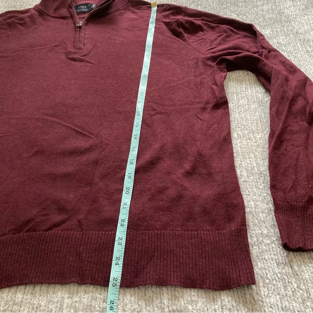 J.Crew XL Harbor Cotton Quarter Zip Sweater Maroon Merino Blend‎ Classic Modern